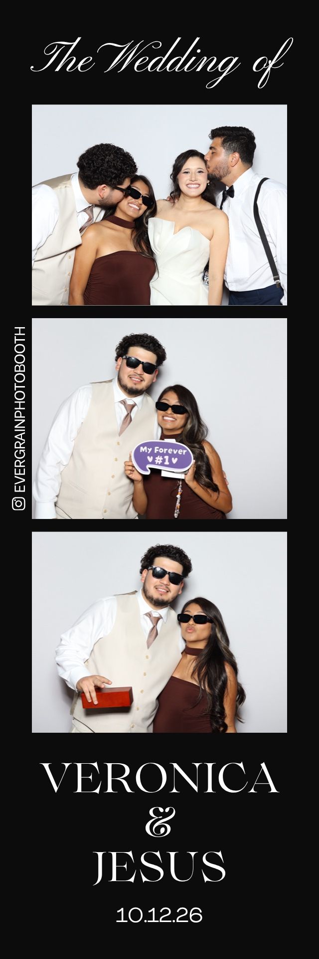 Veronica & Jesus wedding photo strip from the Evergrain booth