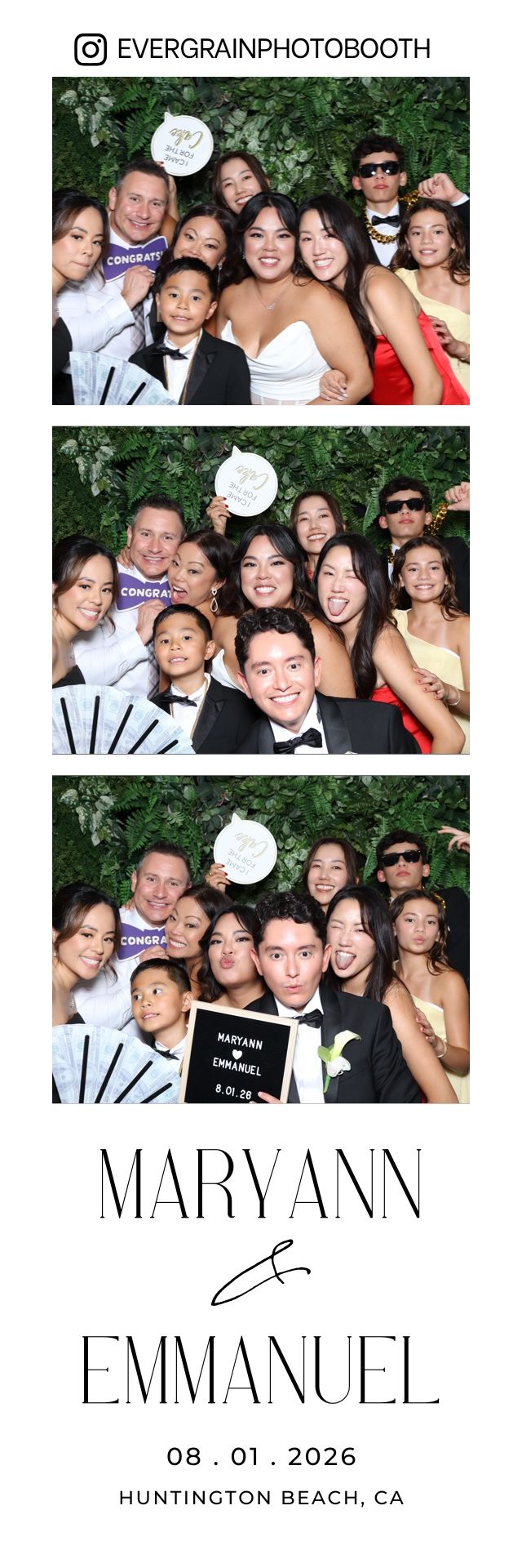 A wedding photo strip from the Evergrain booth